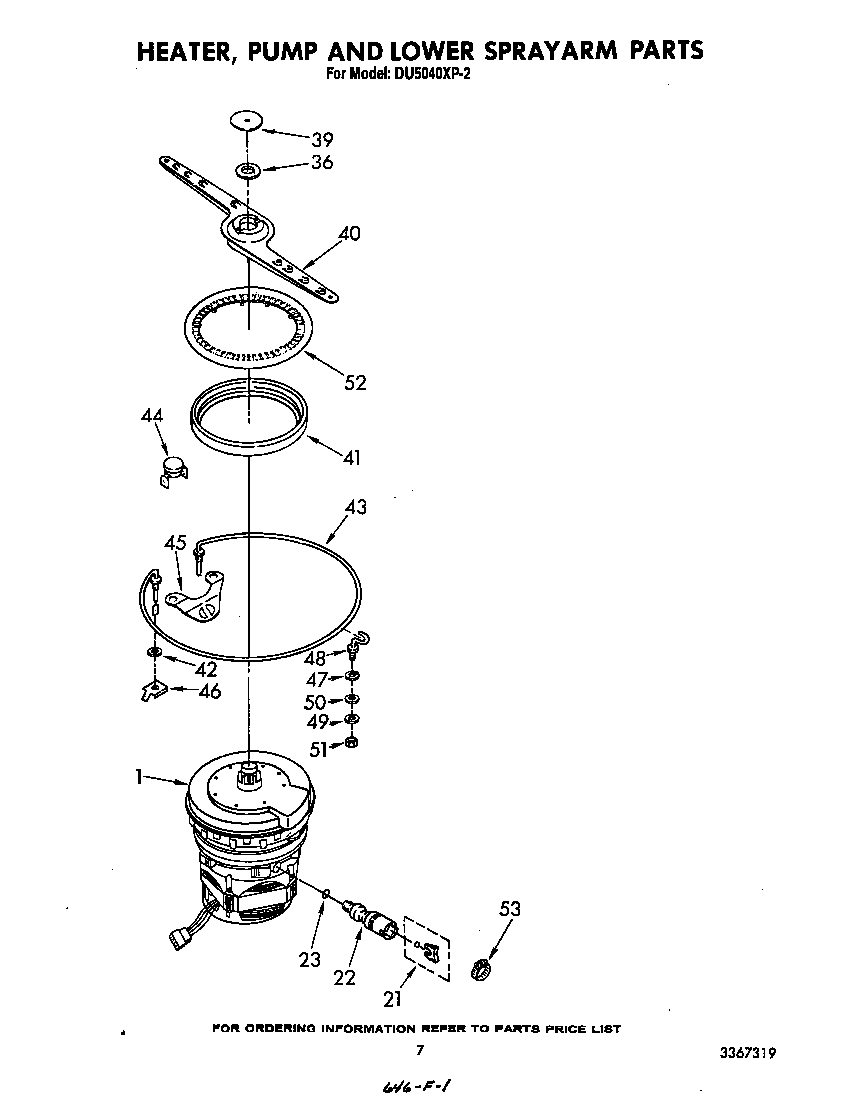 Heater, pump and lower sprayarm