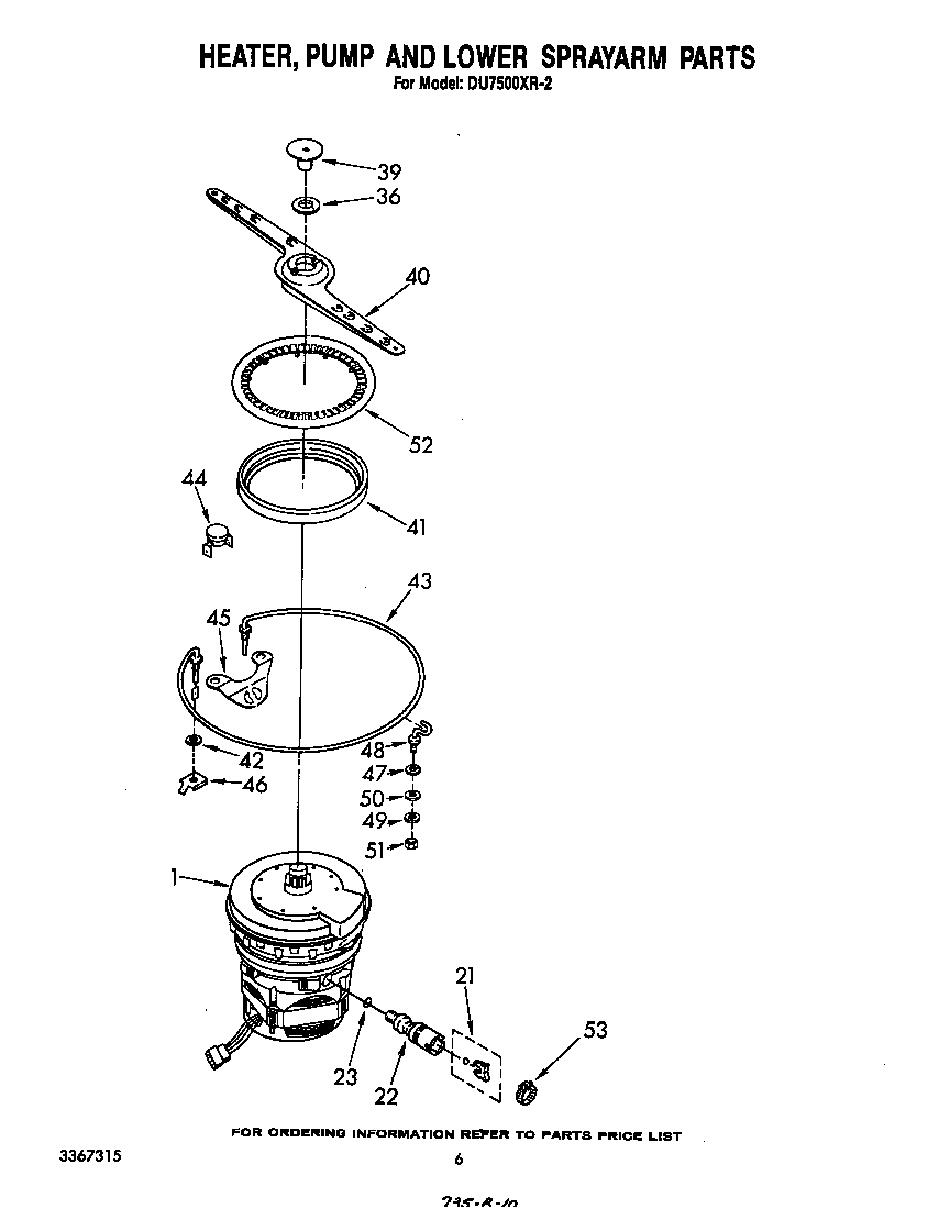 Heater, pump and lower sprayarm
