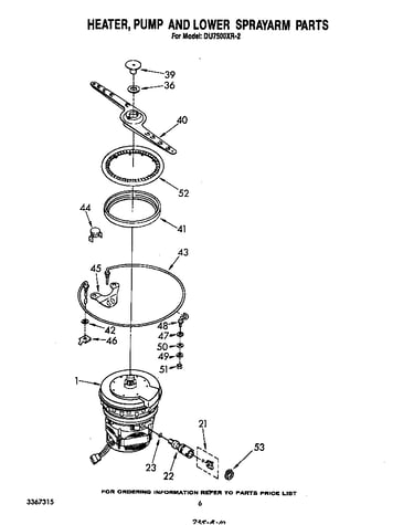 Heater, pump and lower sprayarm