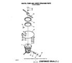 Whirlpool DU8000XR1 heater, pump and lower spray arm diagram
