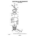 Whirlpool DU6000XR1 heater, pump and lower sprayarm diagram