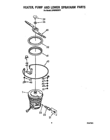 Heater, pump and lower sprayarm