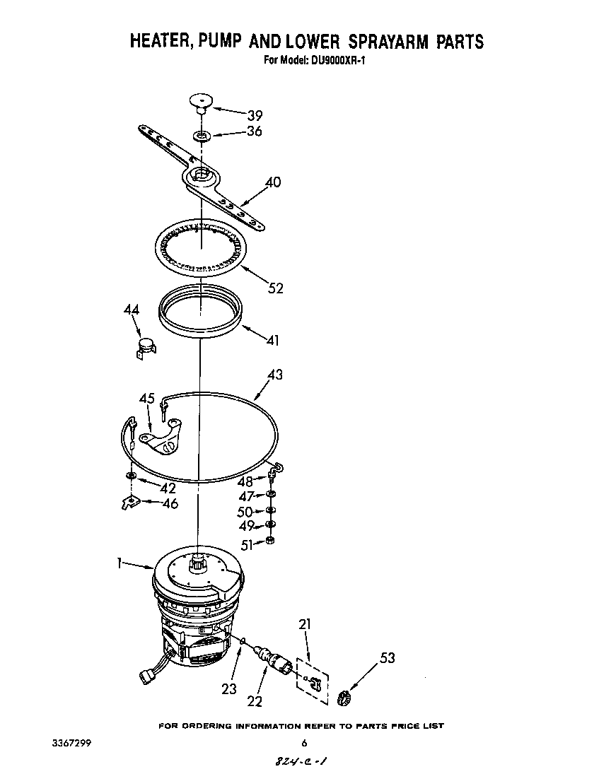 Heater, pump and lower spray arm