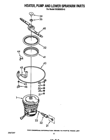 Heater, pump and lower spray arm