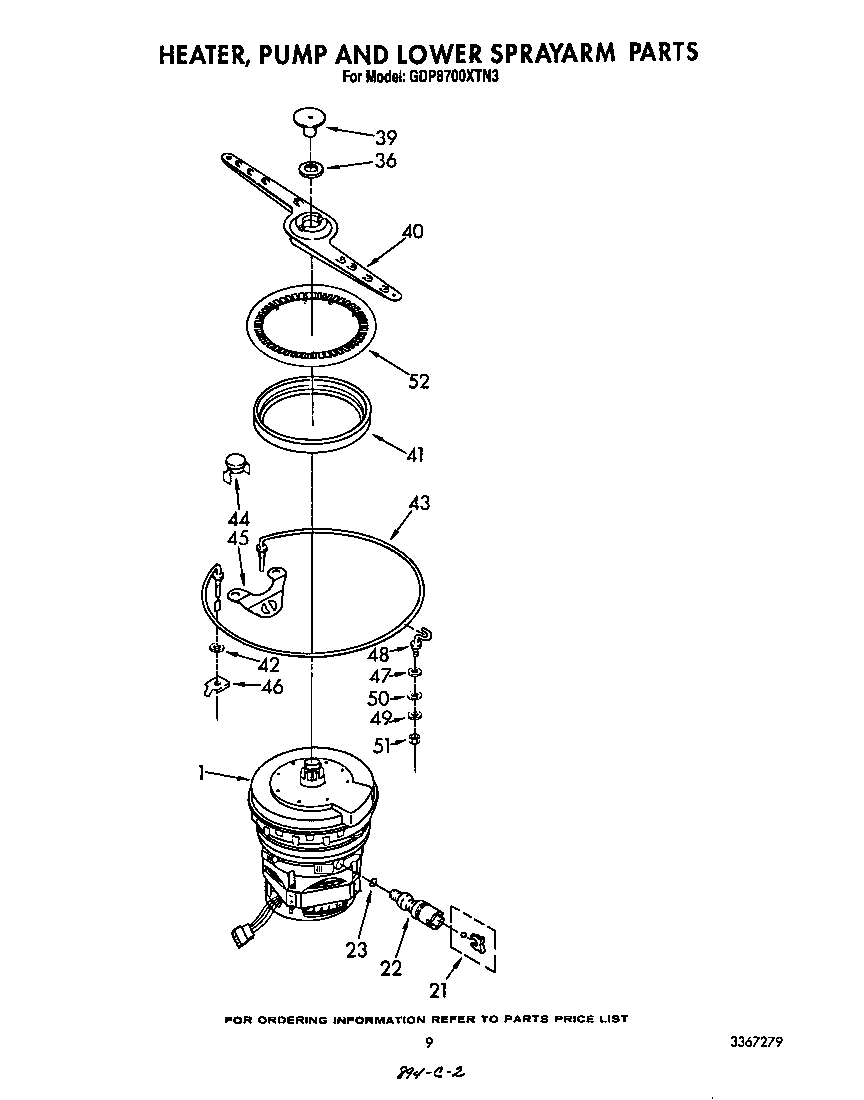 Heater, pump and lower spray arm