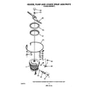 Whirlpool DU9100XT4 heater, pump and lower spray arm diagram