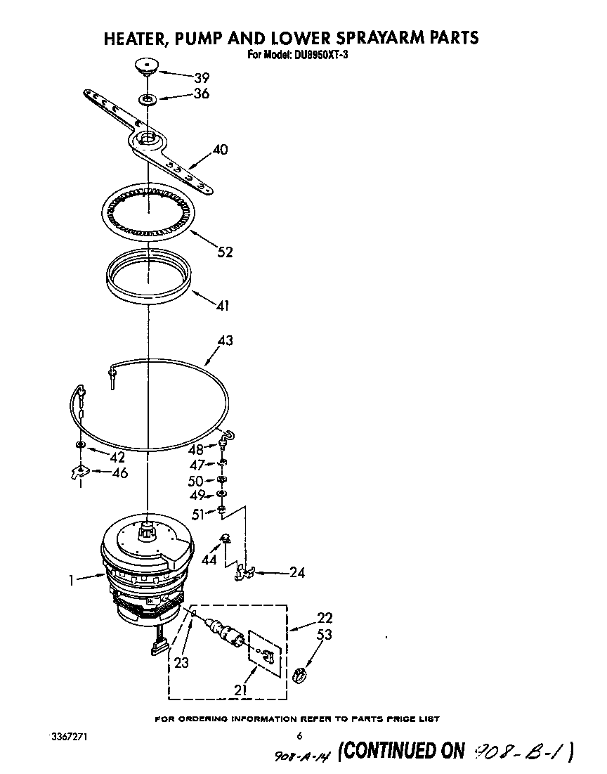 Heater, pump and lower spray arm