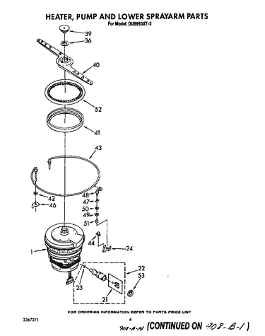 Heater, pump and lower spray arm