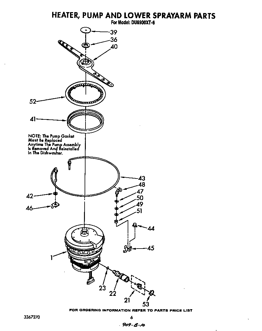 Heater, pump and lower spray arm