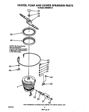 Heater, pump and lower spray arm
