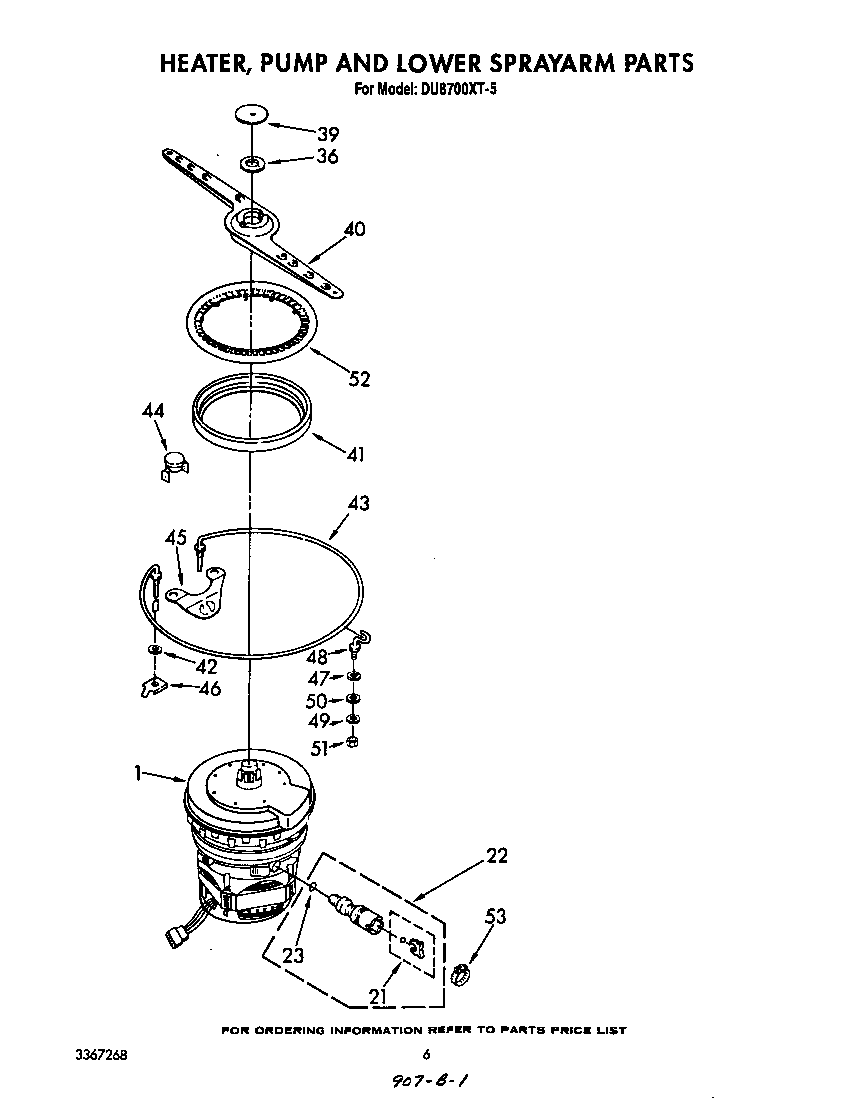 Heater, pump and lower spray arm
