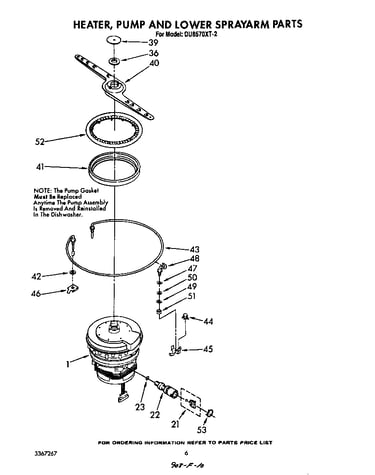 Heater, pump and lower spray arm