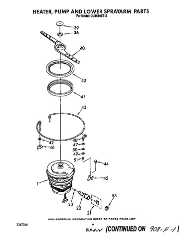 Heater, pump and lower spray arm