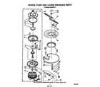 Whirlpool DU8350XT4 heater, pump and lower sprayarm diagram