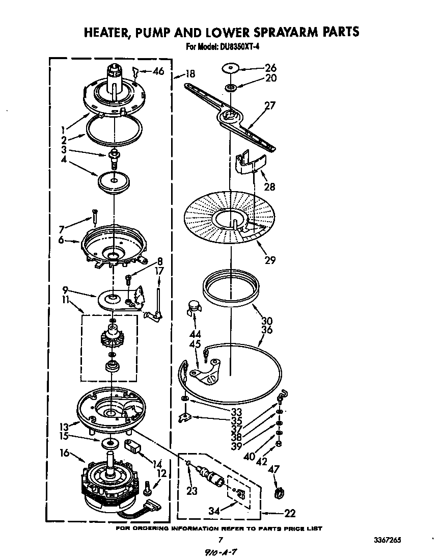 Heater, pump and lower sprayarm