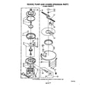Whirlpool DU8300XT5 heater, pump and lower spray arm diagram