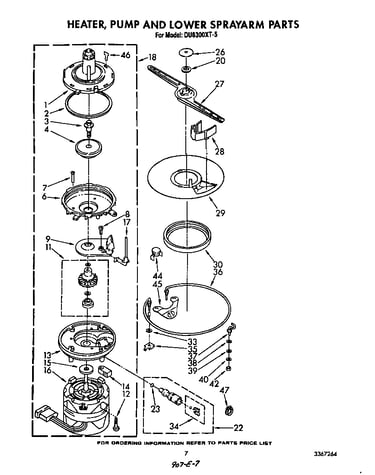 Heater, pump and lower spray arm