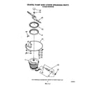 Whirlpool DP8700XTN5 heater, pump and lower spray arm diagram