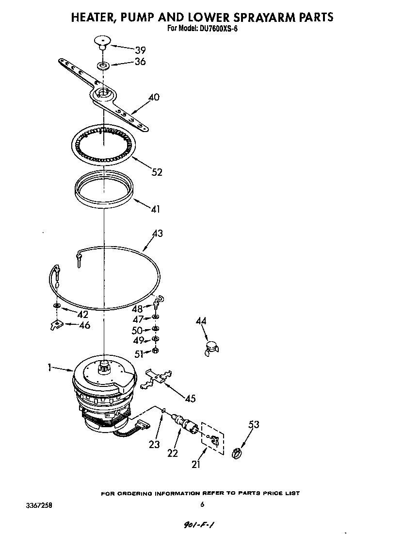 Heater, pump and lower spray arm