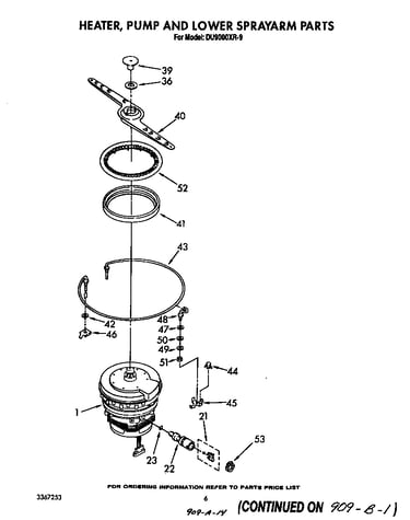 Heater, pump and lower spray arm