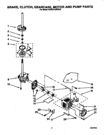 Brake, clutch, gearcase, motor and pump