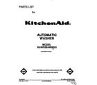 KitchenAid KAWE564WWH3 front cover diagram