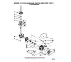 KitchenAid KAWE564WWH3 brake, clutch, gearcase, motor and pump diagram