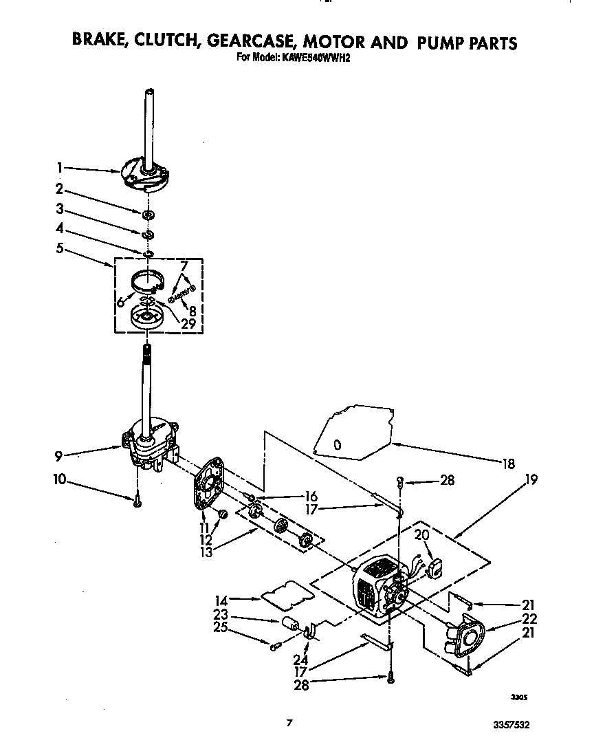 Brake, clutch, gearcase, motor and pump