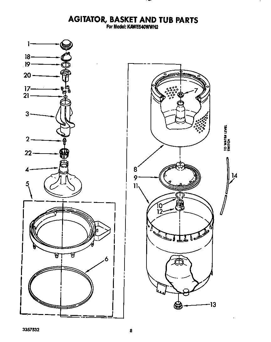 Agitator, basket and tub