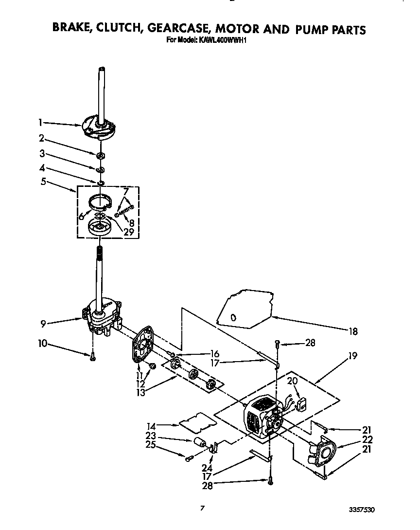 Brake, clutch, gearcase, motor and pump