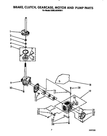Brake, clutch, gearcase, motor and pump