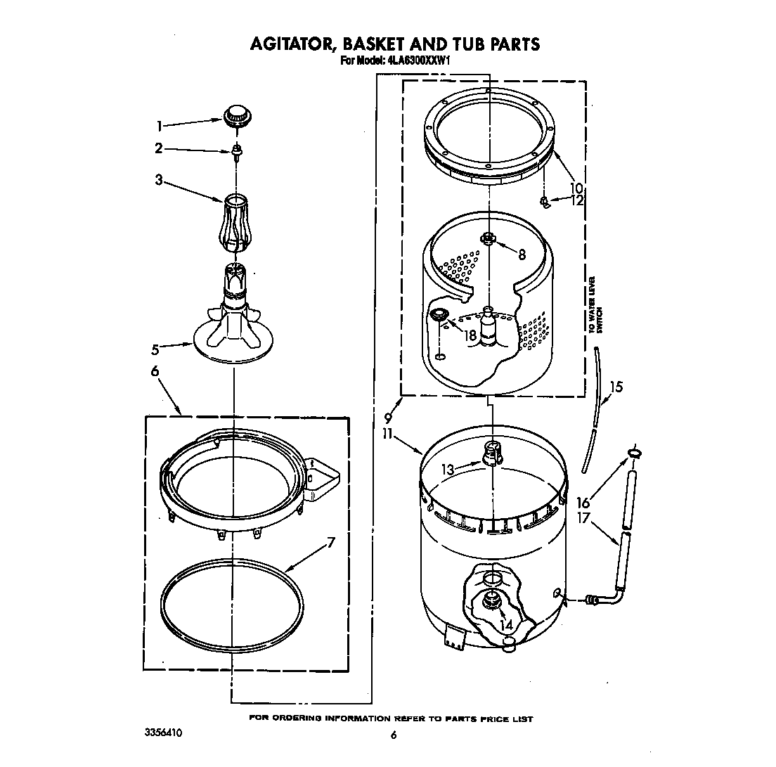 Agitator, basket and tub