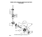 Whirlpool 4LA6300XXW1 brake, clutch, gearcase, motor and pump diagram