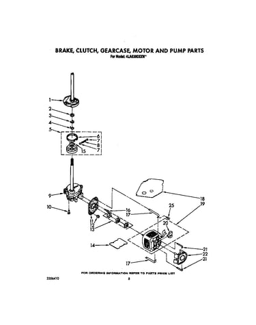Brake, clutch, gearcase, motor and pump