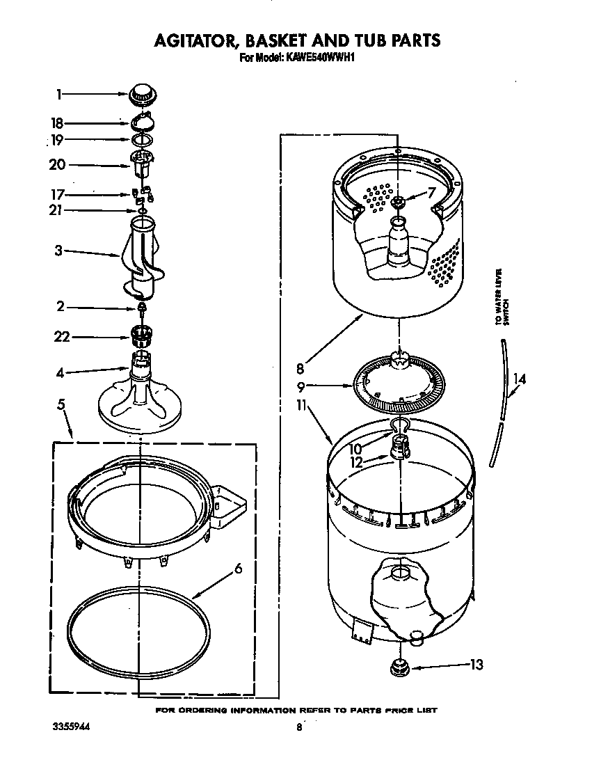 AGITATOR, BASKET AND TUB