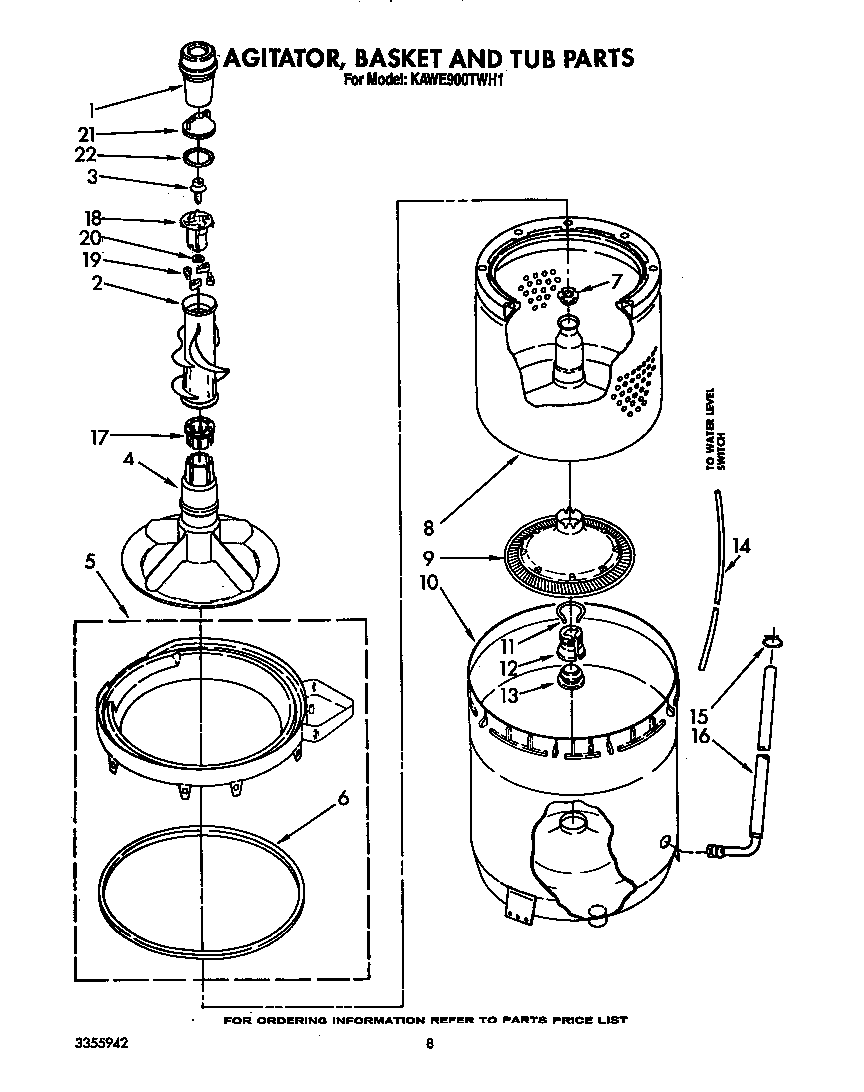 Agitator, basket and tub