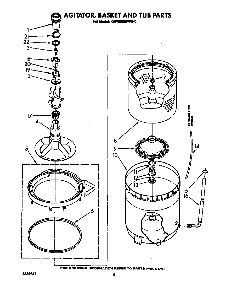 AGITATOR, BASKET AND TUB