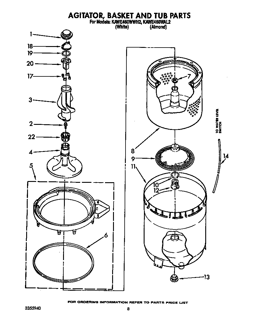 AGITATOR, BASKET AND TUB