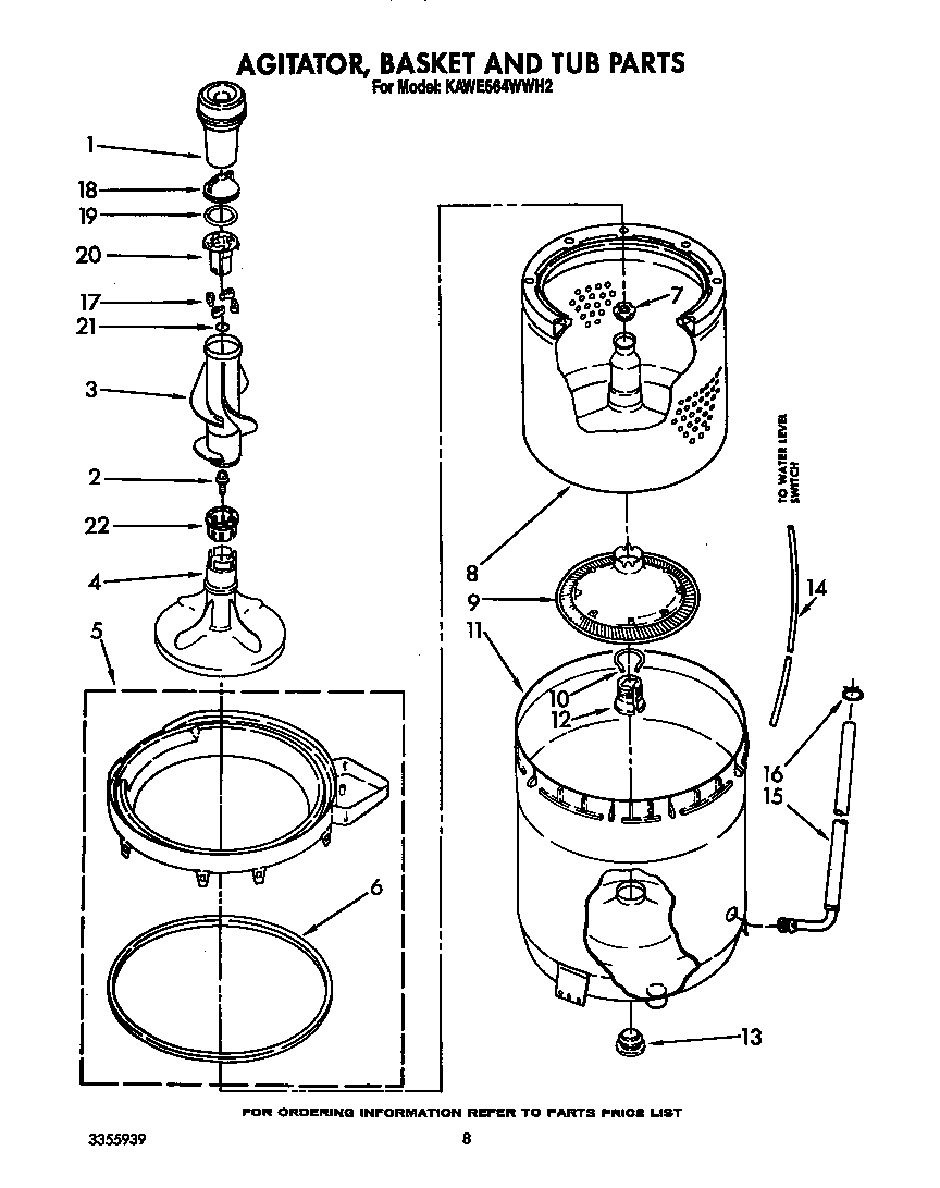 AGITATOR, BASKET AND TUB