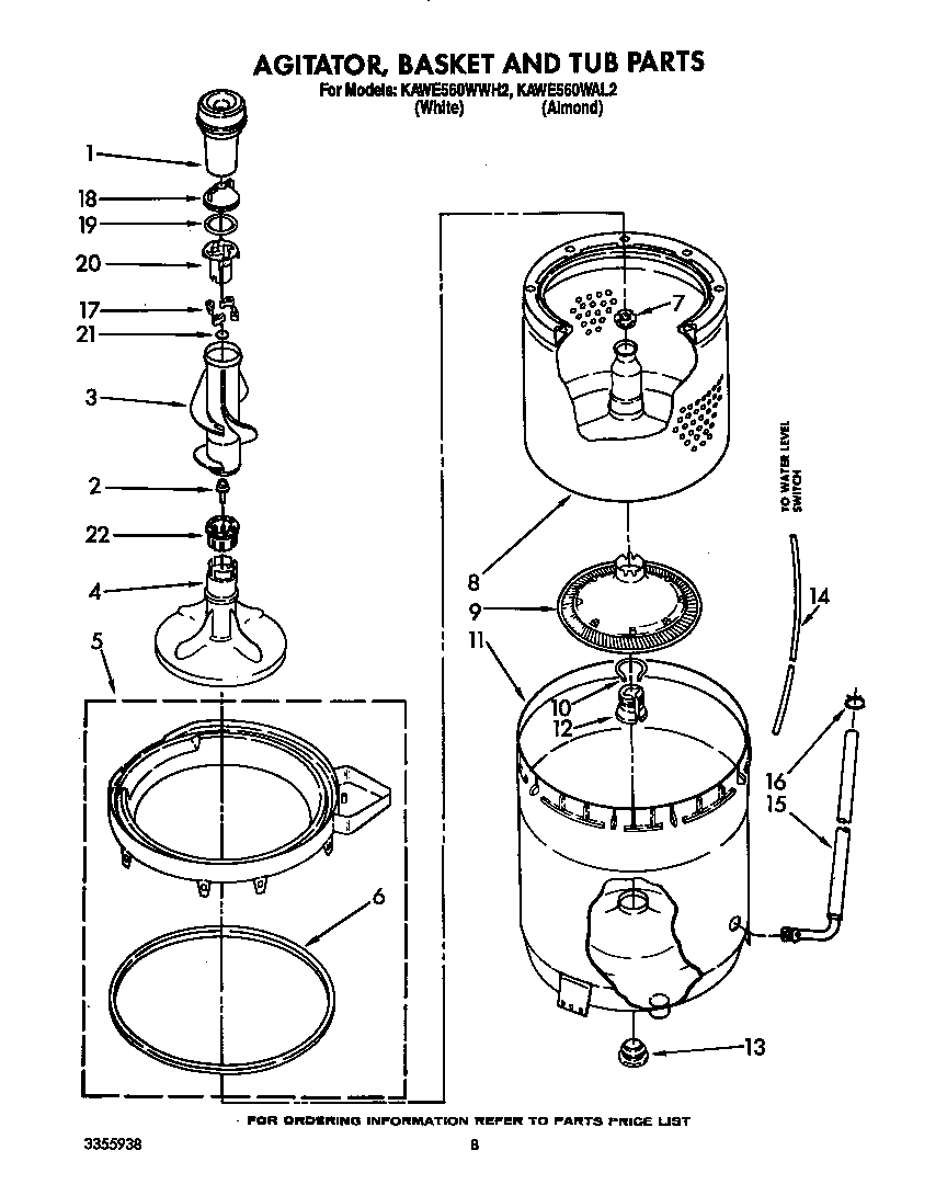 Agitator, basket and tub