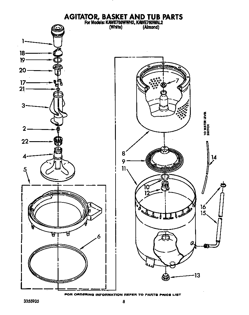 AGITATOR, BASKET AND TUB