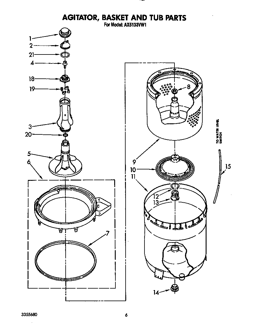 Agitator, basket and tub
