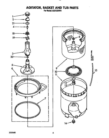 Agitator, basket and tub
