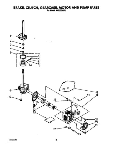 Brake, clutch, gearcase, motor and pump
