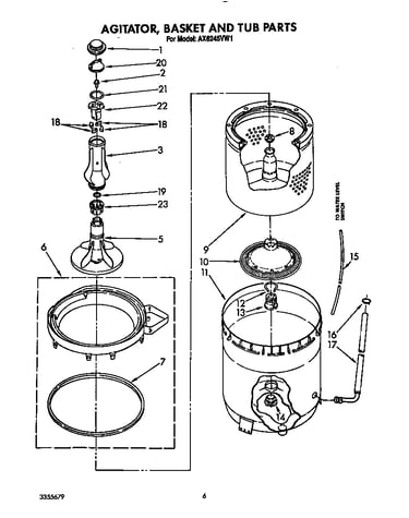 Agitator, basket and tub