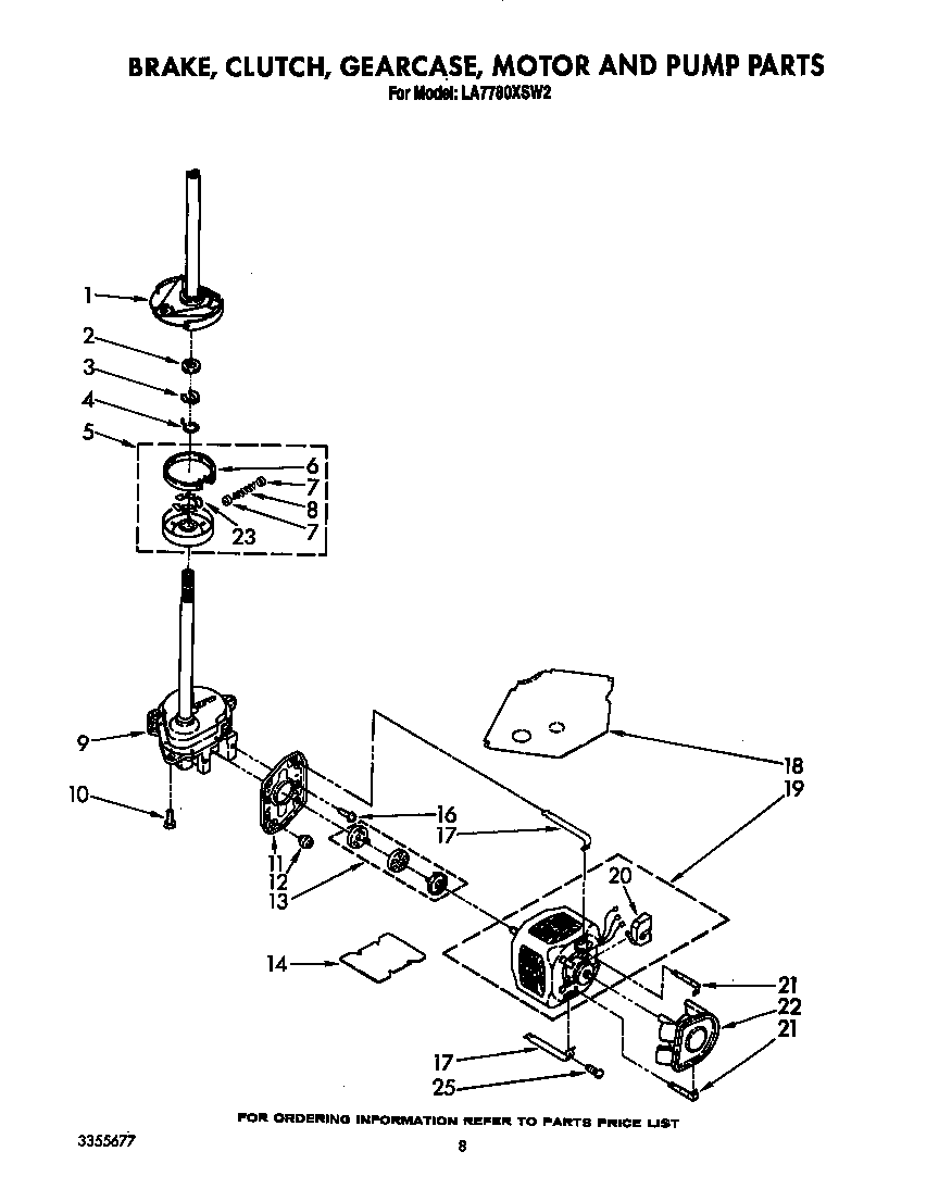 Brake, clutch, gearcase, motor and pump