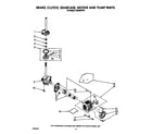 Whirlpool LA5280XTW1 brake, clutch, gearcase, motor and pump diagram