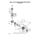 Whirlpool LA5380XTW1 brake, clutch, gearcase, motor and pump diagram