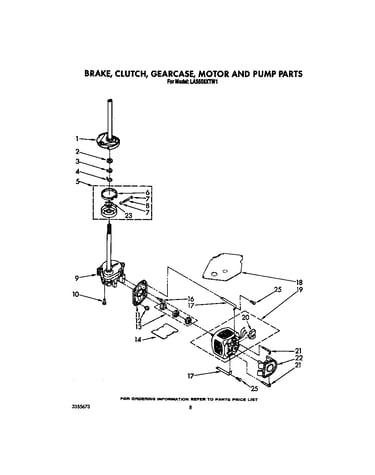 Brake, clutch, gearcase, motor and pump