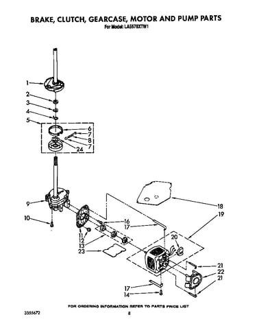 Brake, clutch, gearcase, motor and pump
